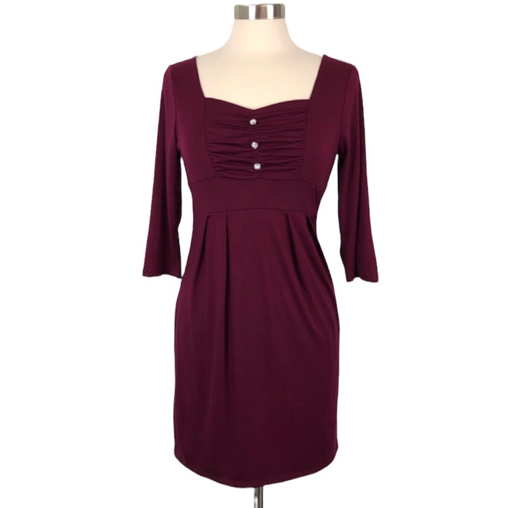 Body Central Maroon Dress with Jewel Buttons